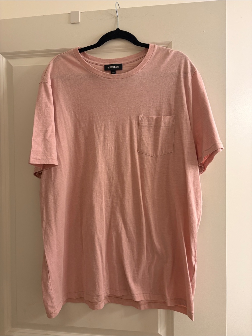 Express Men's Light Pink Short-Sleeve Pocket Tee